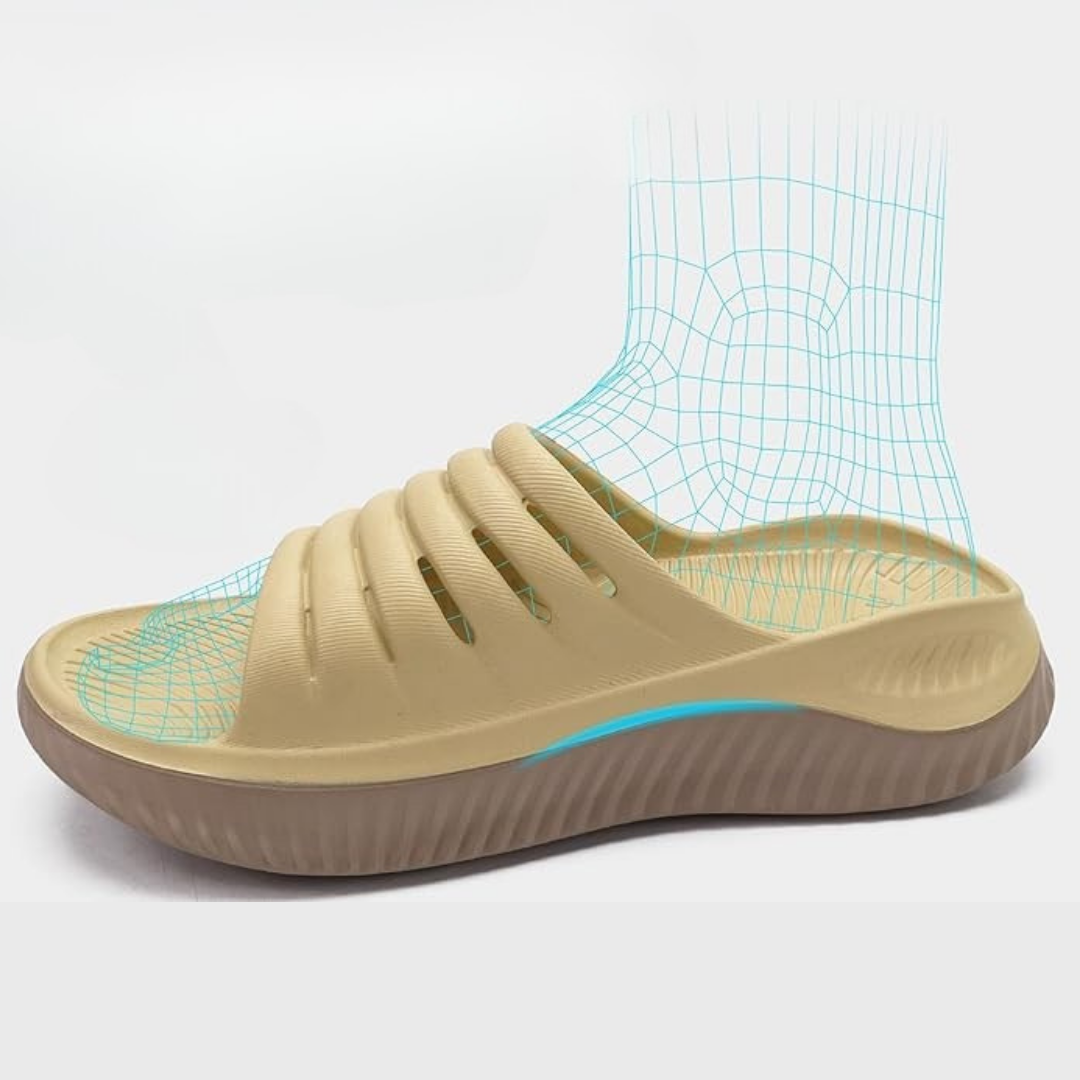Sandales Orthopédiques de Récupération avec Semelle Amortissante Épaisse | Beige Kaki
