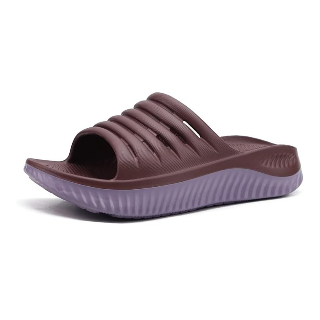 Sandales Orthopédiques avec Semelle Épaisse en EVA et Soutien Biomécanique | Marron & Violet