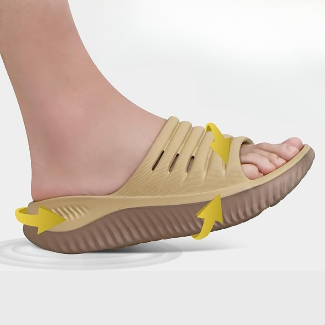 Sandales Orthopédiques de Récupération avec Semelle Amortissante Épaisse | Beige Kaki