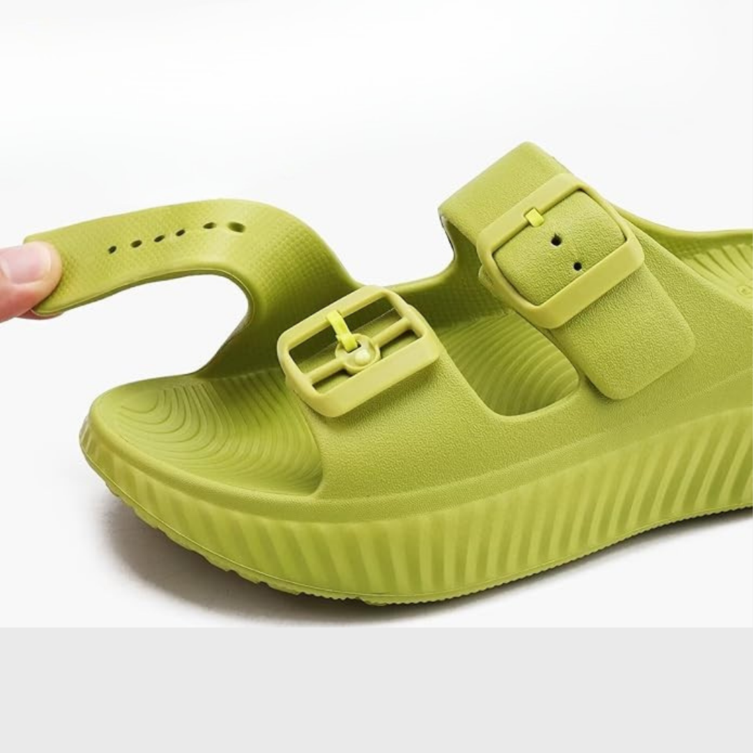 Sandales Orthopédiques de Récupération avec Double Boucle Réglable & Semelle Épaisse | Vert Forêt